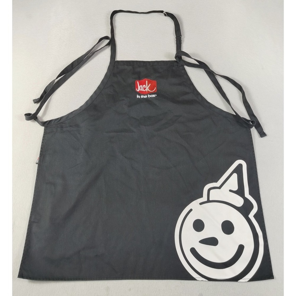 Jack In The Box Apron Mens One Size Black Logo Restaurant Workwear Kitchen